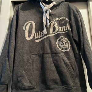 Men’s SMALL Gray Hoodie sweatshirt fleece outer banks NC